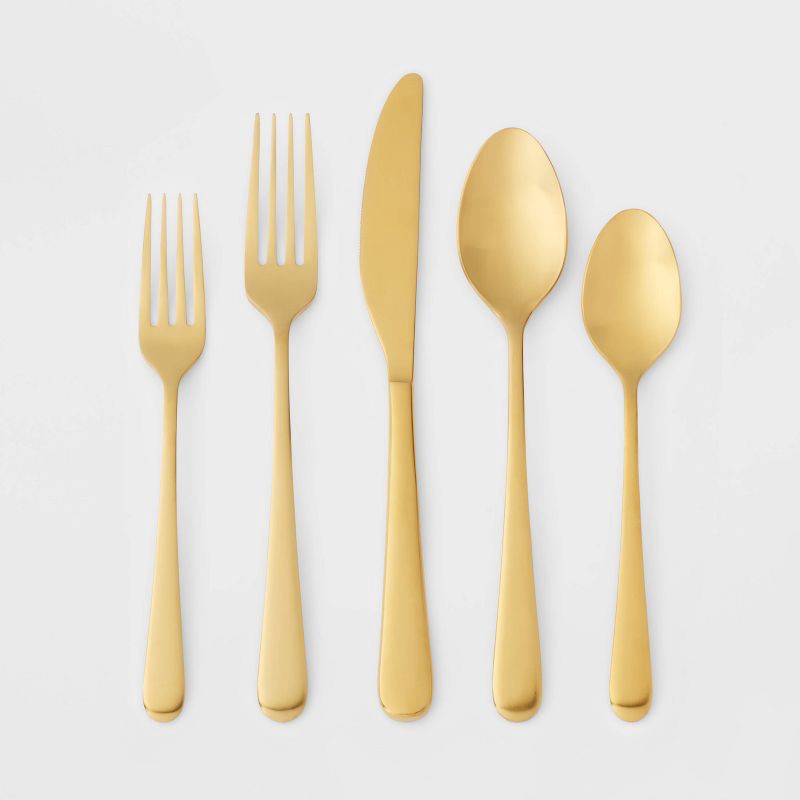 slide 1 of 4, 20pc Harrington Flatware Set Gold - Threshold™, 20 ct