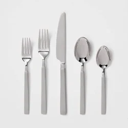 20pc Newfane Flatware Set Silver - Threshold™: Stainless Steel Silverware, Service for 4, Dishwasher-Safe
