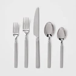 20pc Newfane Flatware Set Silver - Threshold™: Stainless Steel Silverware, Service for 4, Dishwasher-Safe