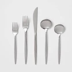 20pc Shapleigh Flatware Set Silver - Threshold™: Stainless Steel Silverware, Forks Spoons Knives, Dishwasher-Safe, Service for 4