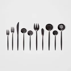 45pc Shapleigh Flatware Set Matte Black - Threshold™: Stainless Steel Silverware Service for 8, Dishwasher-Safe