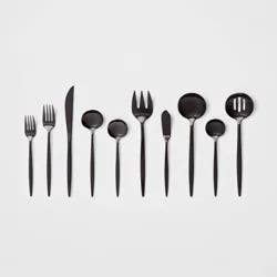 45pc Shapleigh Flatware Set Matte Black - Threshold™: Stainless Steel Silverware Service for 8, Dishwasher-Safe