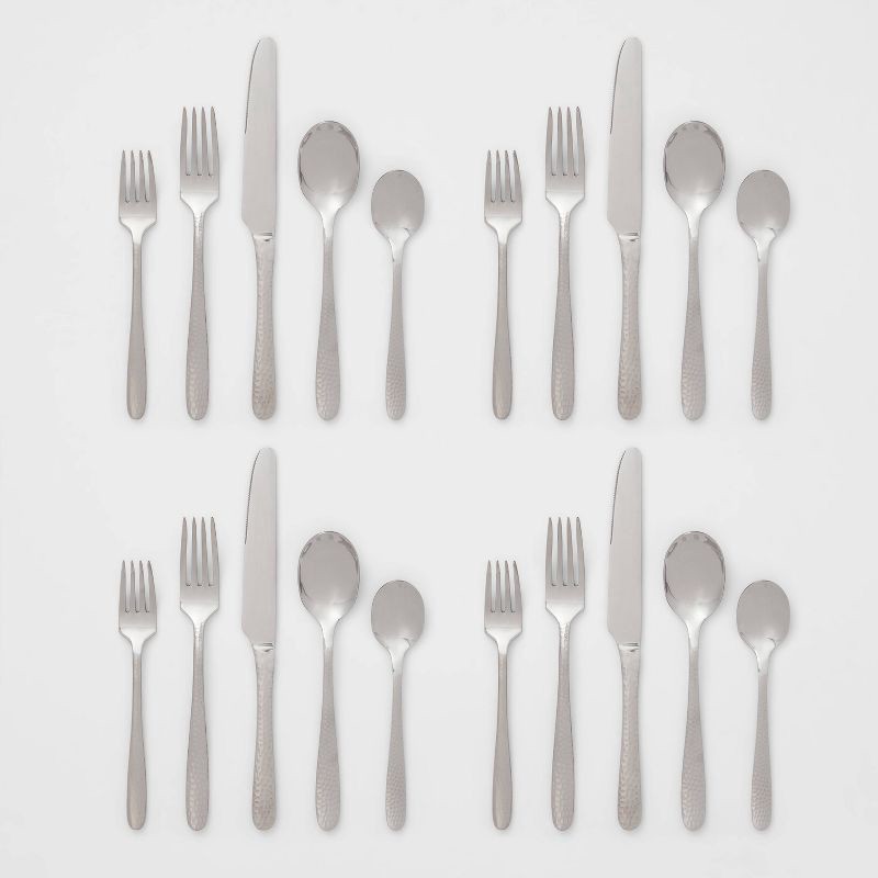 slide 4 of 4, 20pc Millinocket Flatware Set Silver - Threshold™: Stainless Steel Silverware, Service for 4, Dishwasher-Safe, 20 ct