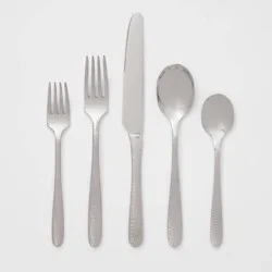 20pc Millinocket Flatware Set Silver - Threshold™: Stainless Steel Silverware, Service for 4, Dishwasher-Safe