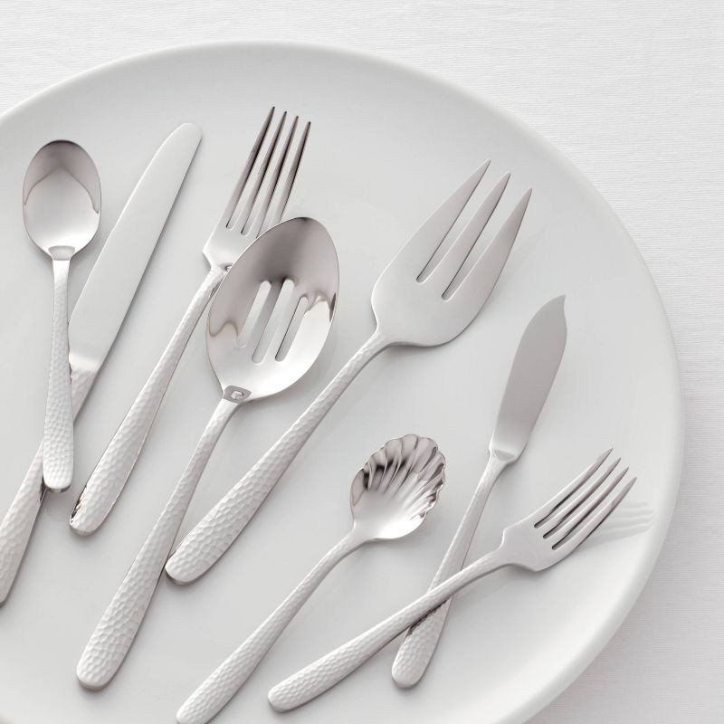 slide 2 of 4, 45pc Millinocket Flatware Set Silver - Threshold™: Stainless Steel Silverware Set, Forks Spoons Knives, Service for 8, 45 ct