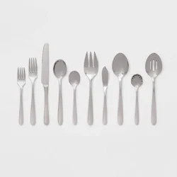 45pc Millinocket Flatware Set Silver - Threshold™: Stainless Steel Silverware Set, Forks Spoons Knives, Service for 8