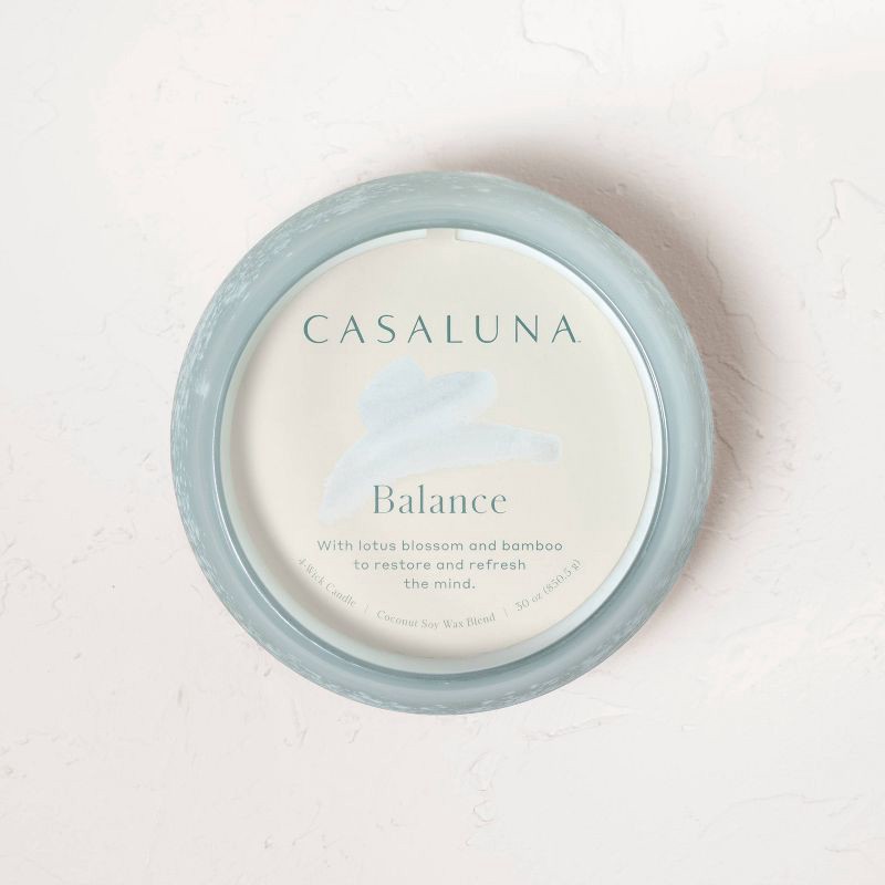 slide 3 of 5, 4-Wick Balance Fashion Salted Glass Wellness Jar Candle Light Blue 30oz - Casaluna™, 30 oz