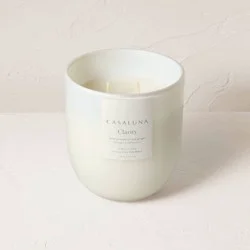 2-Wick Clarity Core Frosted Glass Wellness Jar Candle White 24oz - Casaluna™: Soy Wax Blend, Ginger Aroma, 65hr Burn
