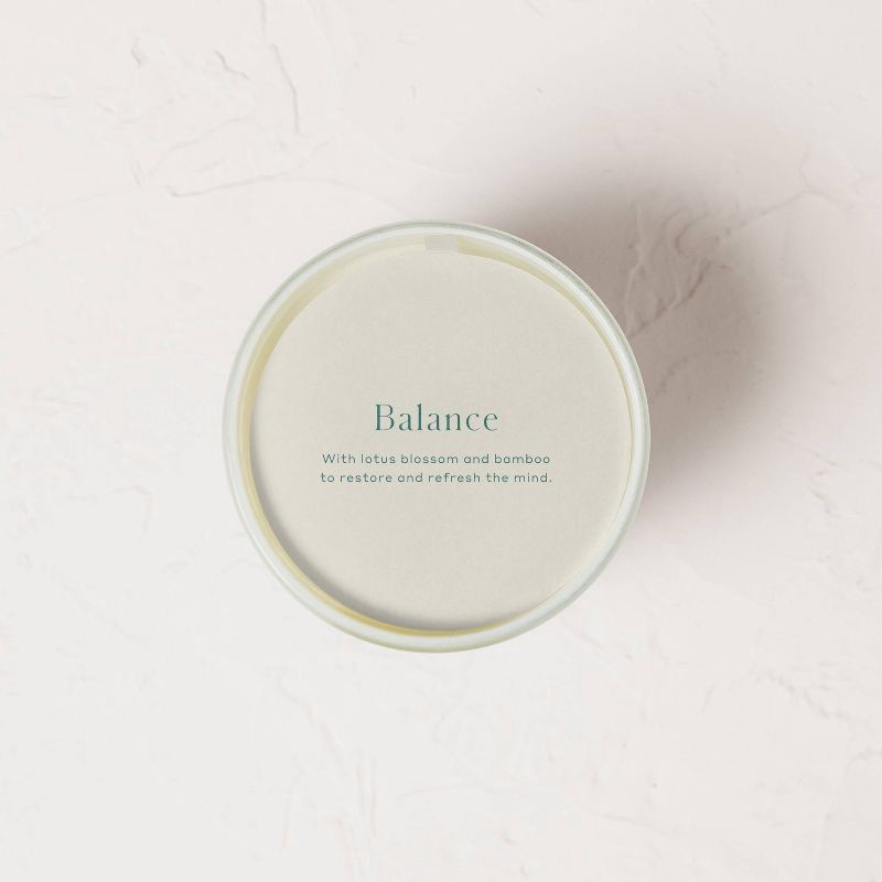slide 3 of 4, Balance Core Frosted Glass Wellness Jar Candle White 12oz - Casaluna™: Soy & Coconut Wax, 55hr Burn Time, Bamboo-Lotus Scent, 12 oz