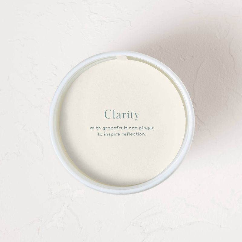 slide 3 of 5, Clarity Core Frosted Glass Wellness Jar Candle White 12oz - Casaluna™: Soy & Coconut Wax, Ginger-Bergamot Scent, 55hr Burn, 12 oz