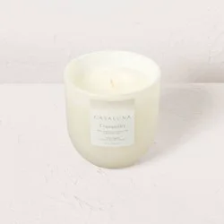 Tranquility Core Frosted Glass Wellness Jar Candle White 12oz - Casaluna™: Soy & Coconut Wax, 55hr Burn Time