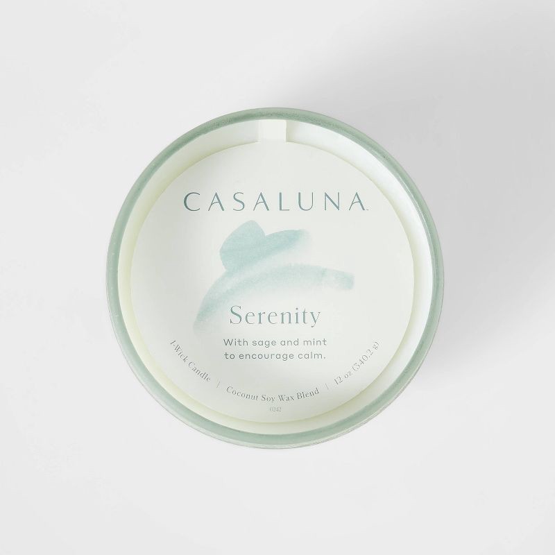 slide 3 of 4, Serenity Salted Glass Wellness Jar Candle Green 12oz - Casaluna™: Soy & Coconut Blend, 50hr Burn Time, 12 oz
