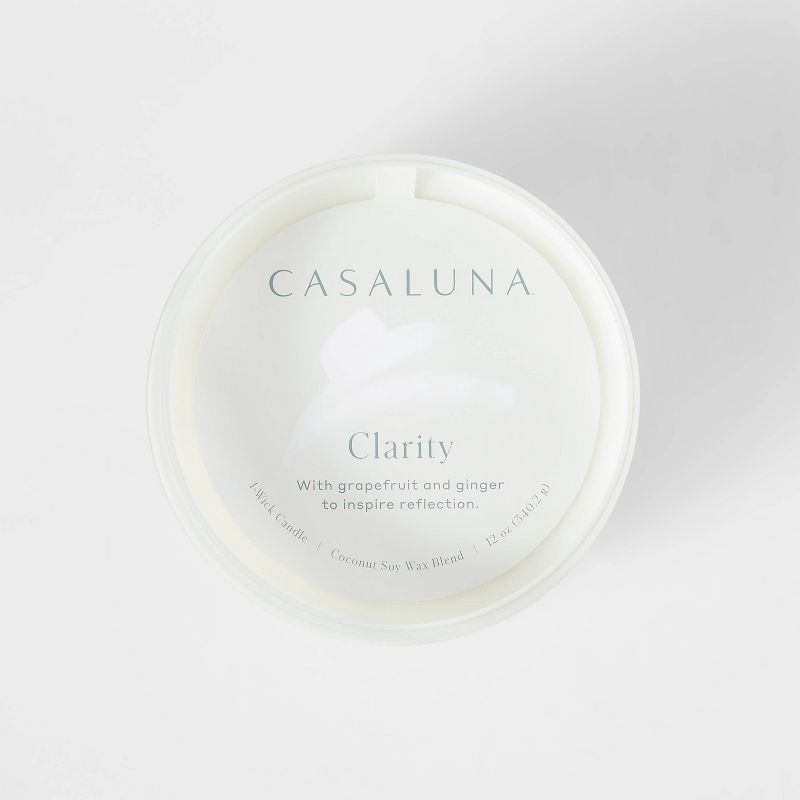 slide 3 of 4, Clarity Salted Glass Wellness Jar Candle White 12oz - Casaluna™: Ginger, Bergamot Scent, Traditional Decor Style, 12 oz