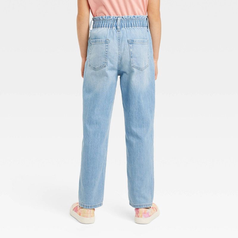 slide 2 of 3, Girls' Relaxed Paper Bag High-Rise Waist Jeans - Cat & Jack™ Light Wash 7: Cotton Denim, Stretch Fabric, Ankle Length, 1 ct