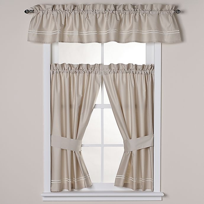 slide 1 of 1, Wamsutta Baratta Stitch Bath Window Curtain Valance - Taupe/Ivory, 1 ct