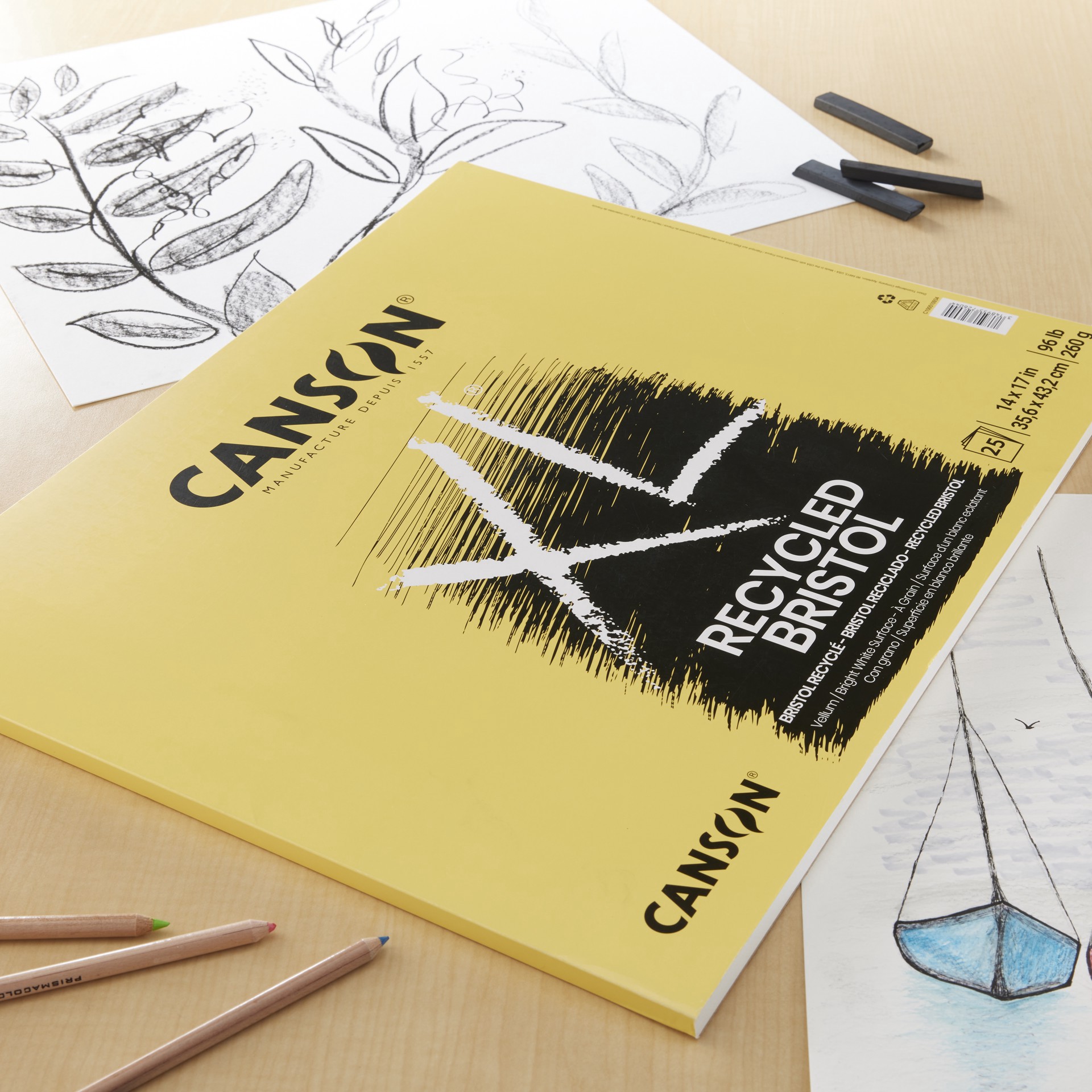 slide 4 of 5, Canson Xl Recycled Bristol Pad, 14 in x 17 in