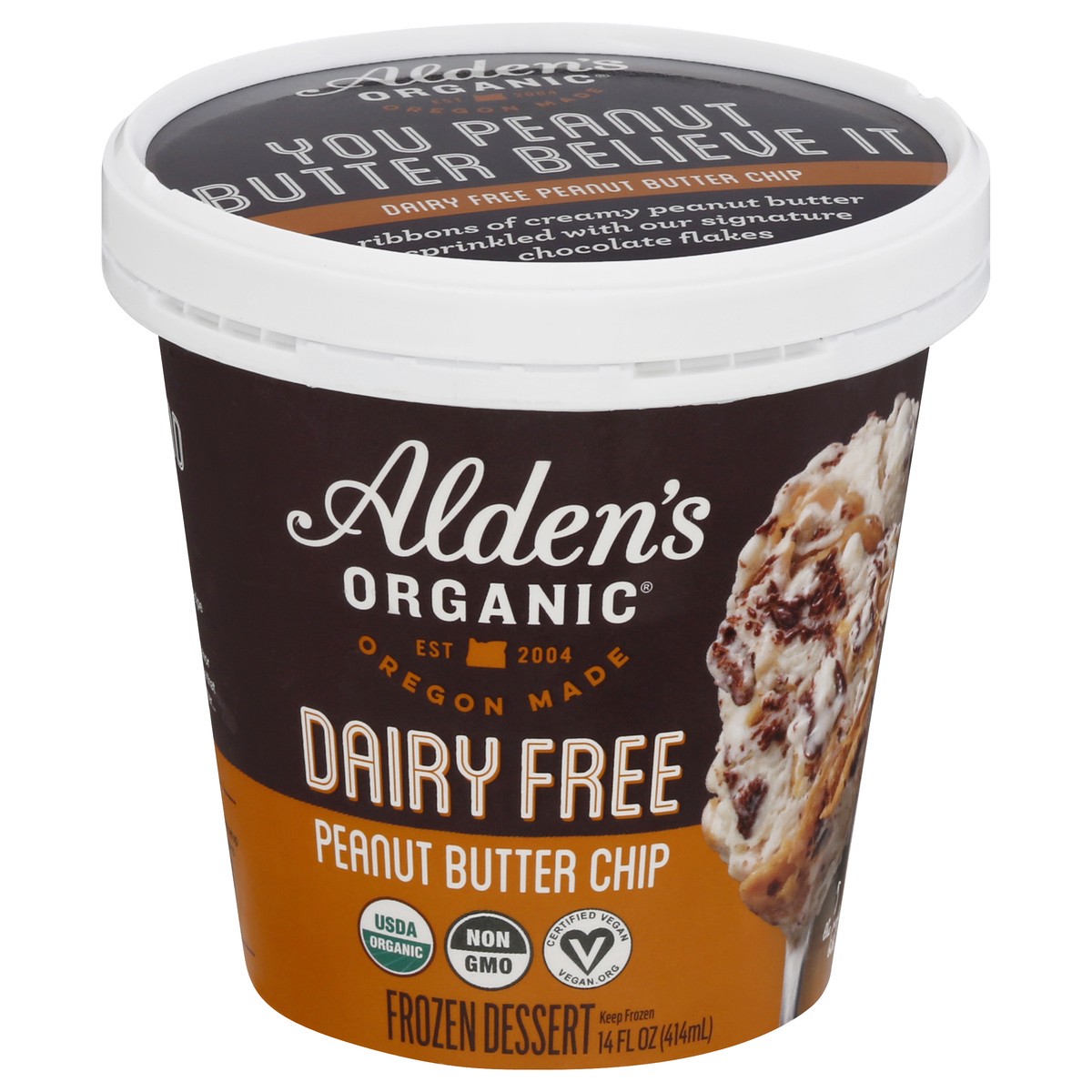 slide 2 of 9, Alden's Aldens Organic Dairy Free Peanut Butter Chip Frozen Dessert 14 oz, 14 oz