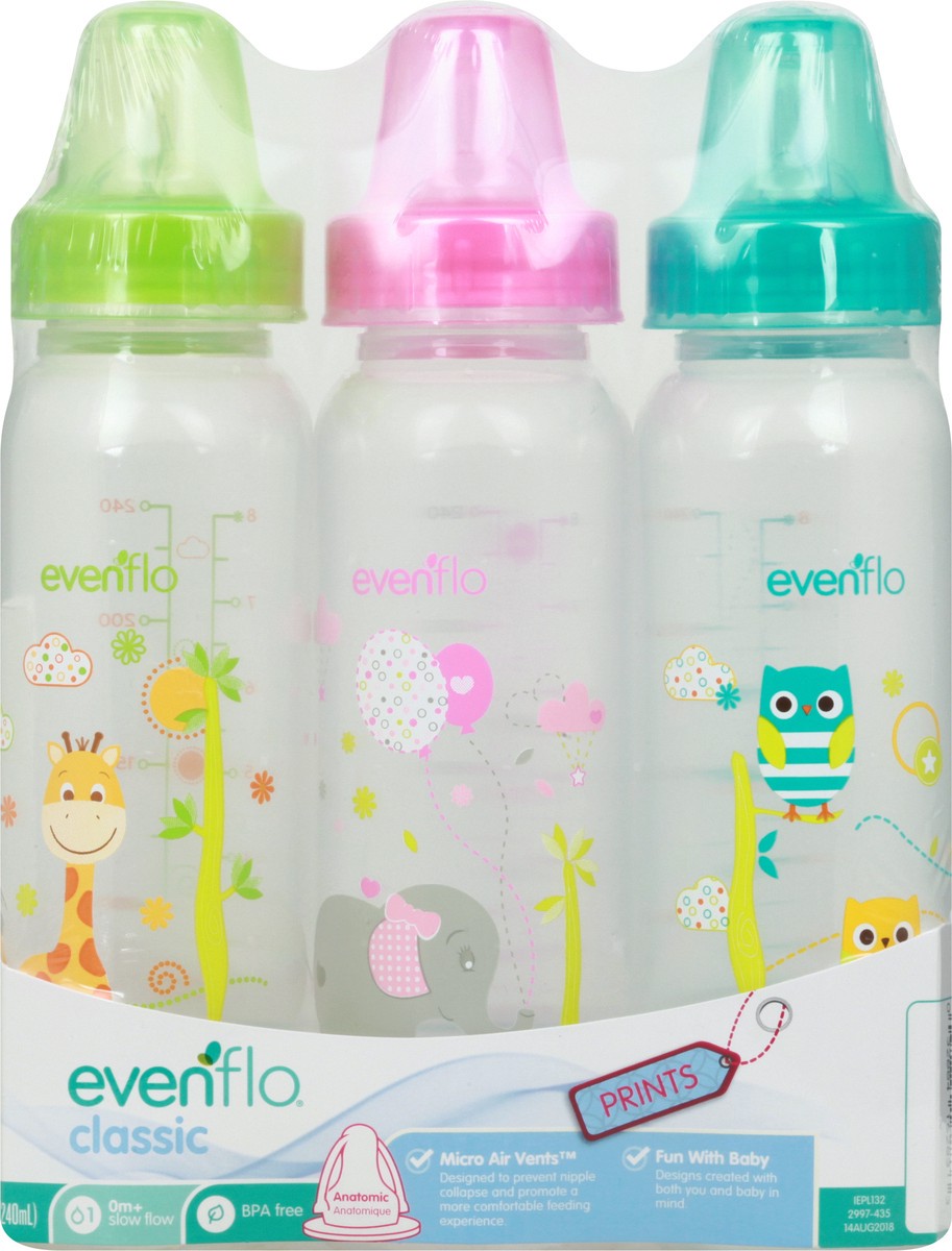 slide 7 of 11, Evenflo Classic Prints Standard 8 Ounce Bottles 3 ea, 3 ct; 8 oz