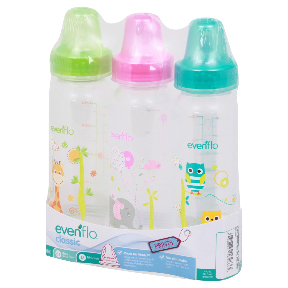 slide 2 of 11, Evenflo Classic Prints Standard 8 Ounce Bottles 3 ea, 3 ct; 8 oz