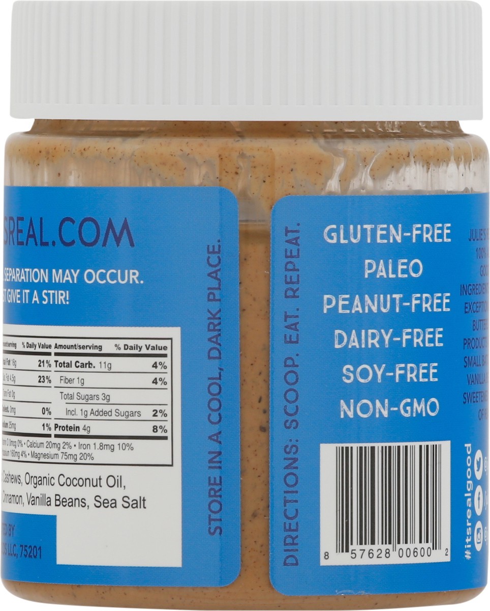 slide 8 of 9, Julie's Real Cinnamon Vanilla Bean Cashew Butter 9 oz, 9 oz