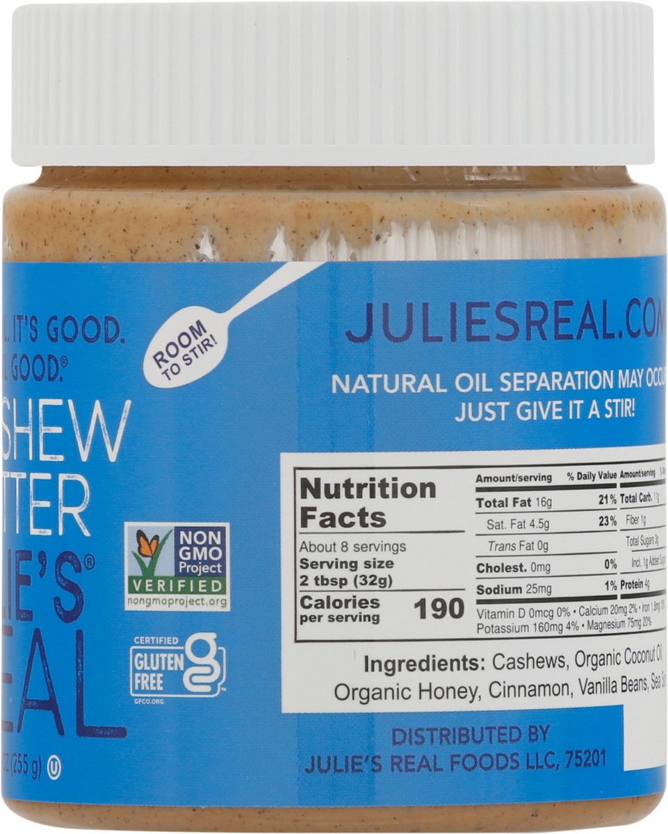 slide 5 of 9, Julie's Real Cinnamon Vanilla Bean Cashew Butter 9 oz, 9 oz
