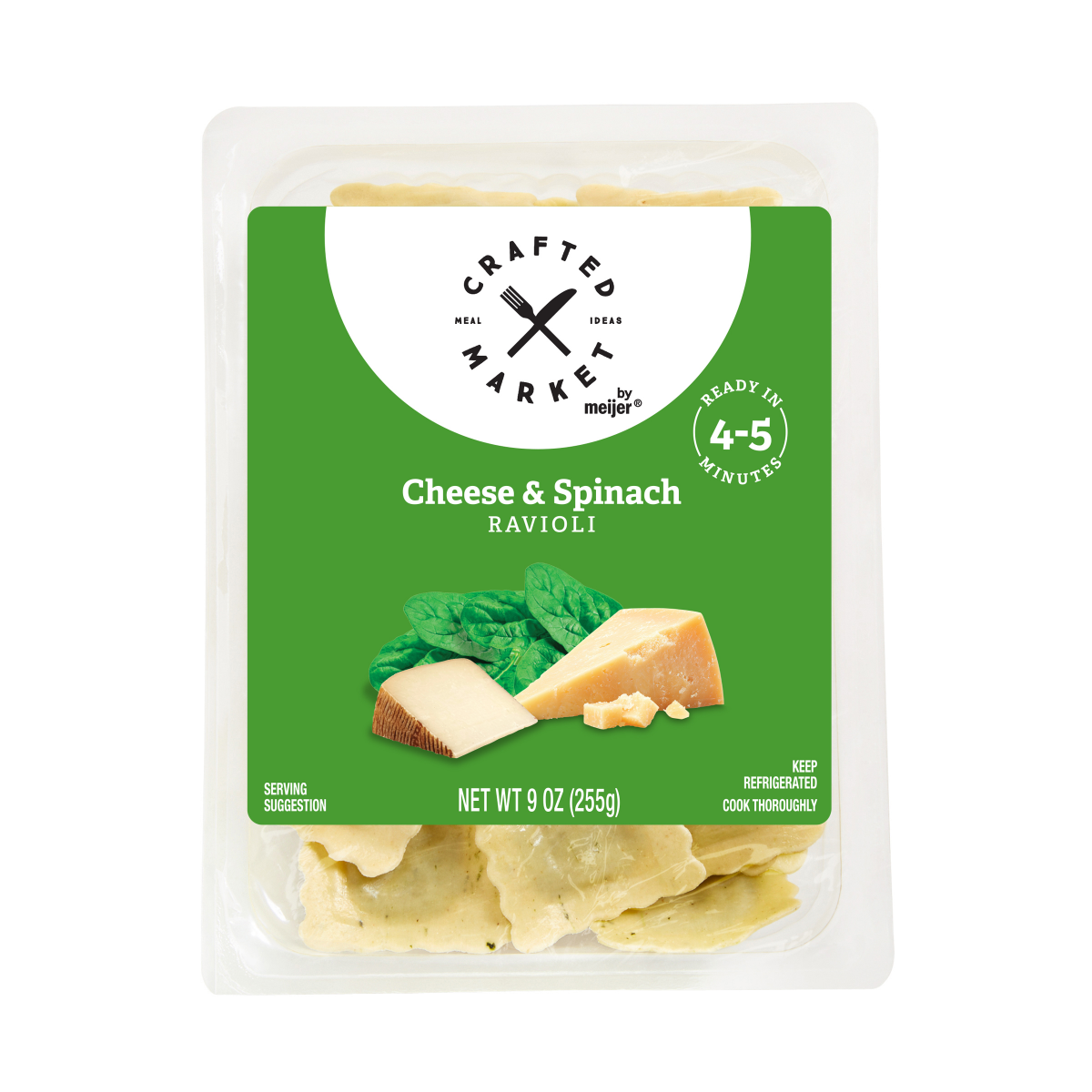 slide 1 of 6, Crafted Market by Meijer Cheese and Spinach Ravioli, 9 oz., 9 oz