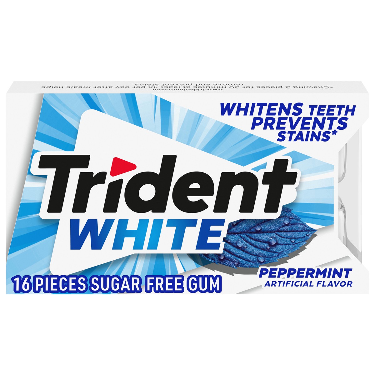 slide 1 of 9, Trident White Sugar Free Peppermint Gum 16 ea, 16 ct