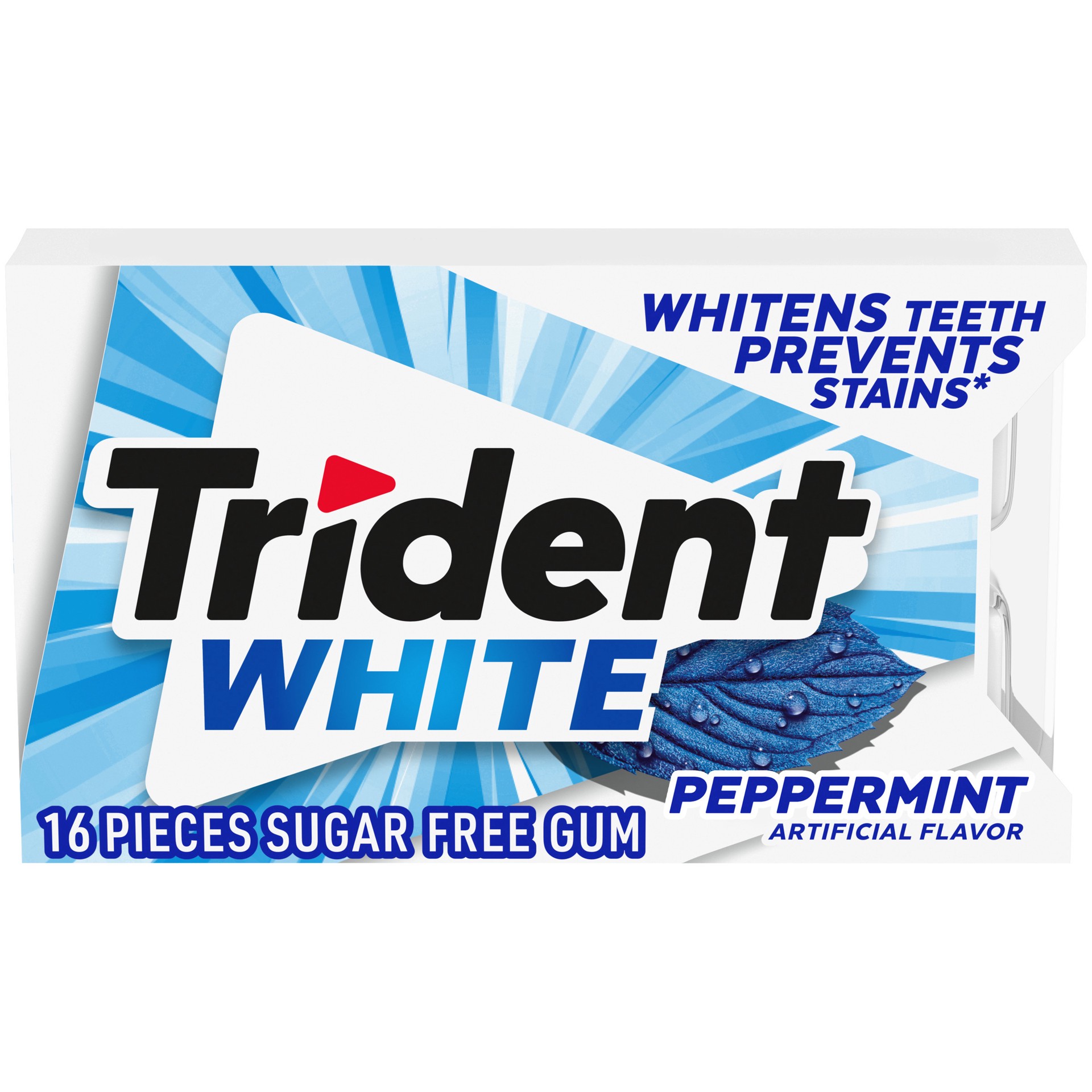 slide 1 of 9, Trident White Peppermint Sugar Free Gum, 16 Pieces, 0.8 oz