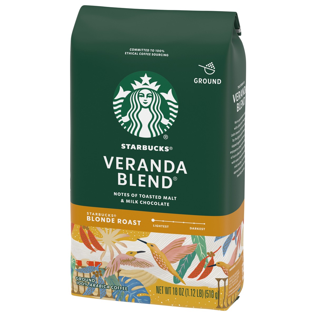 slide 11 of 13, Starbucks Ground Coffee—Starbucks Blonde Roast Coffee—Veranda Blend—100% Arabica—1 bag (18 oz), 18 oz