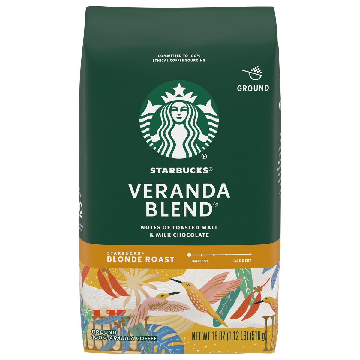 slide 6 of 13, Starbucks Ground Coffee—Starbucks Blonde Roast Coffee—Veranda Blend—100% Arabica—1 bag (18 oz), 18 oz