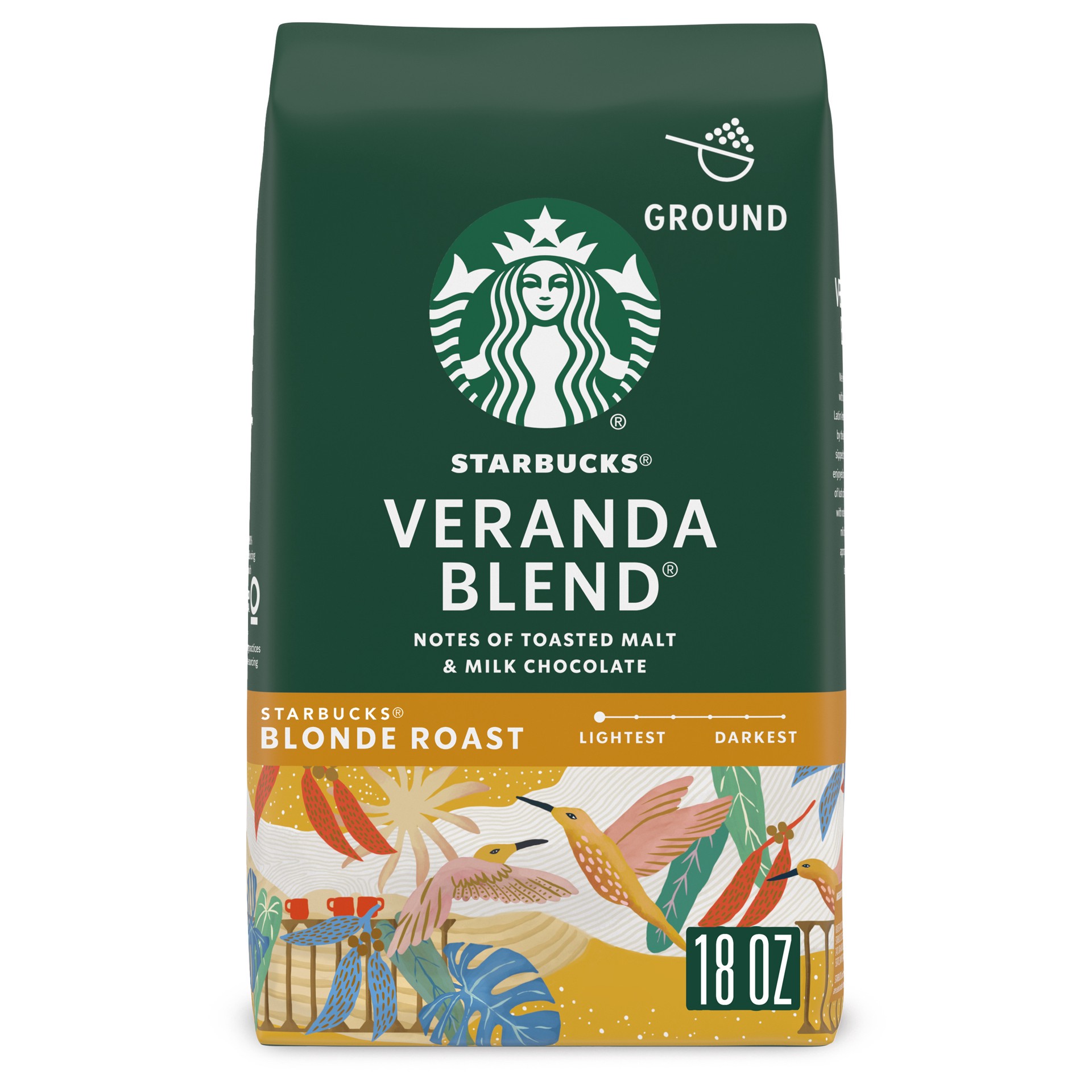 slide 1 of 13, Starbucks Ground Coffee—Starbucks Blonde Roast Coffee—Veranda Blend—100% Arabica—1 bag (18 oz), 18 oz