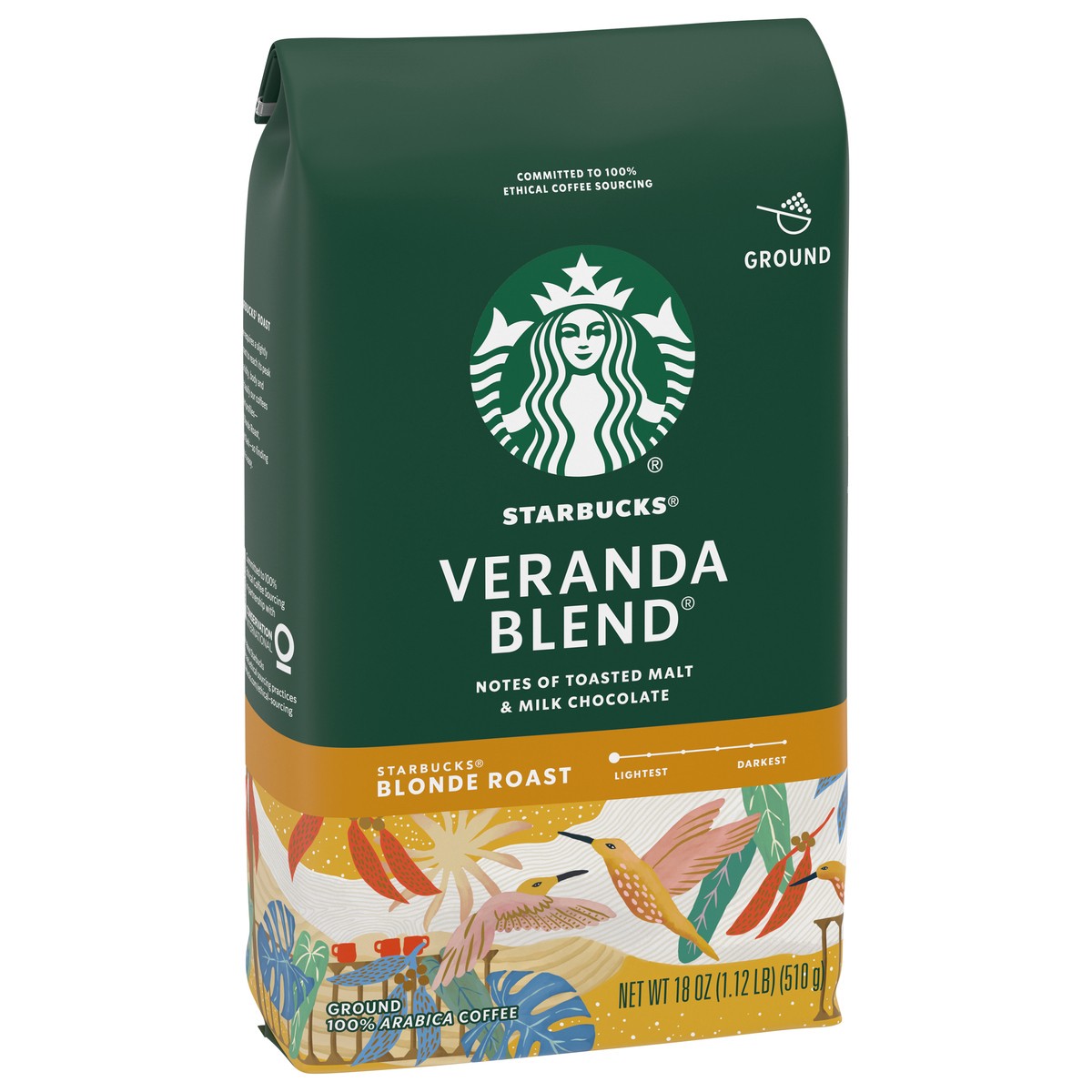 slide 13 of 13, Starbucks Ground Coffee—Starbucks Blonde Roast Coffee—Veranda Blend—100% Arabica—1 bag (18 oz), 18 oz