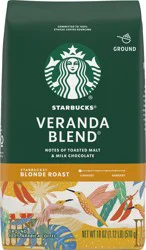Starbucks 100% Arabica Ground Blonde Roast Veranda Blend Coffee 18 oz