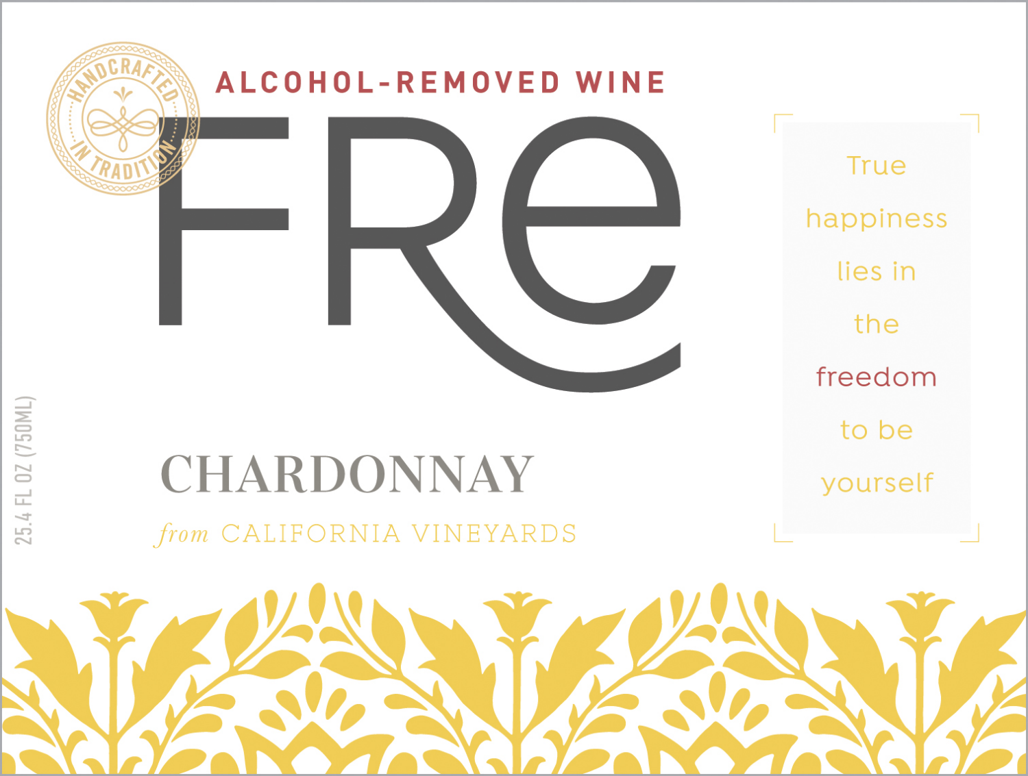 slide 3 of 8, Fré Alcohol-Removed Wine Chardonnay 25.4 fl oz, 750 ml