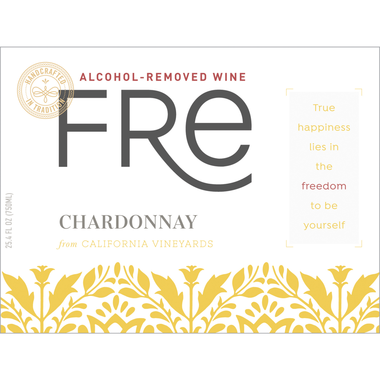 slide 8 of 8, Fré Alcohol-Removed Wine Chardonnay 25.4 fl oz, 750 ml