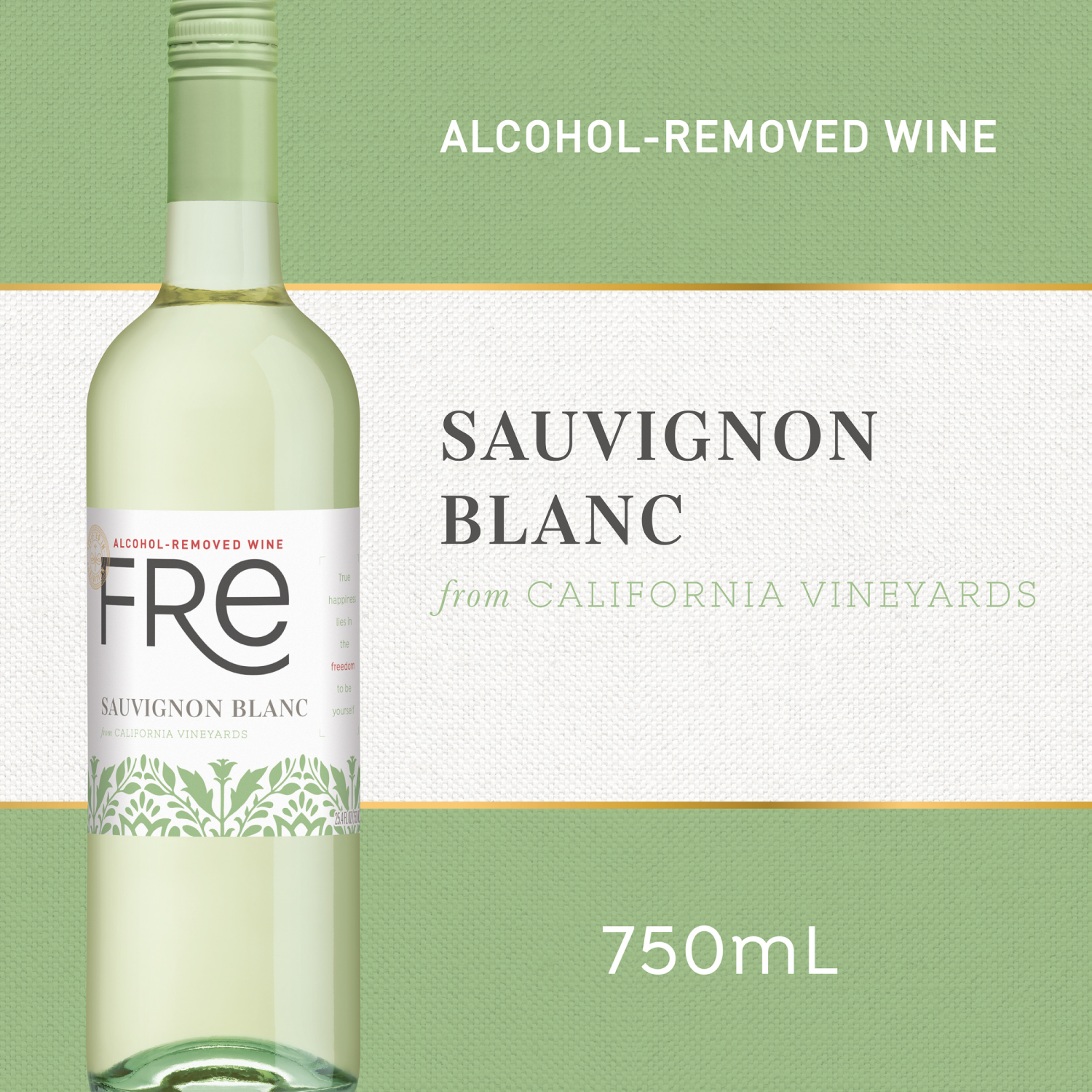 slide 1 of 8, FRE Sauvignon Blanc White Wine, Alcohol-Removed, 750mL Wine Bottle, 750 mL