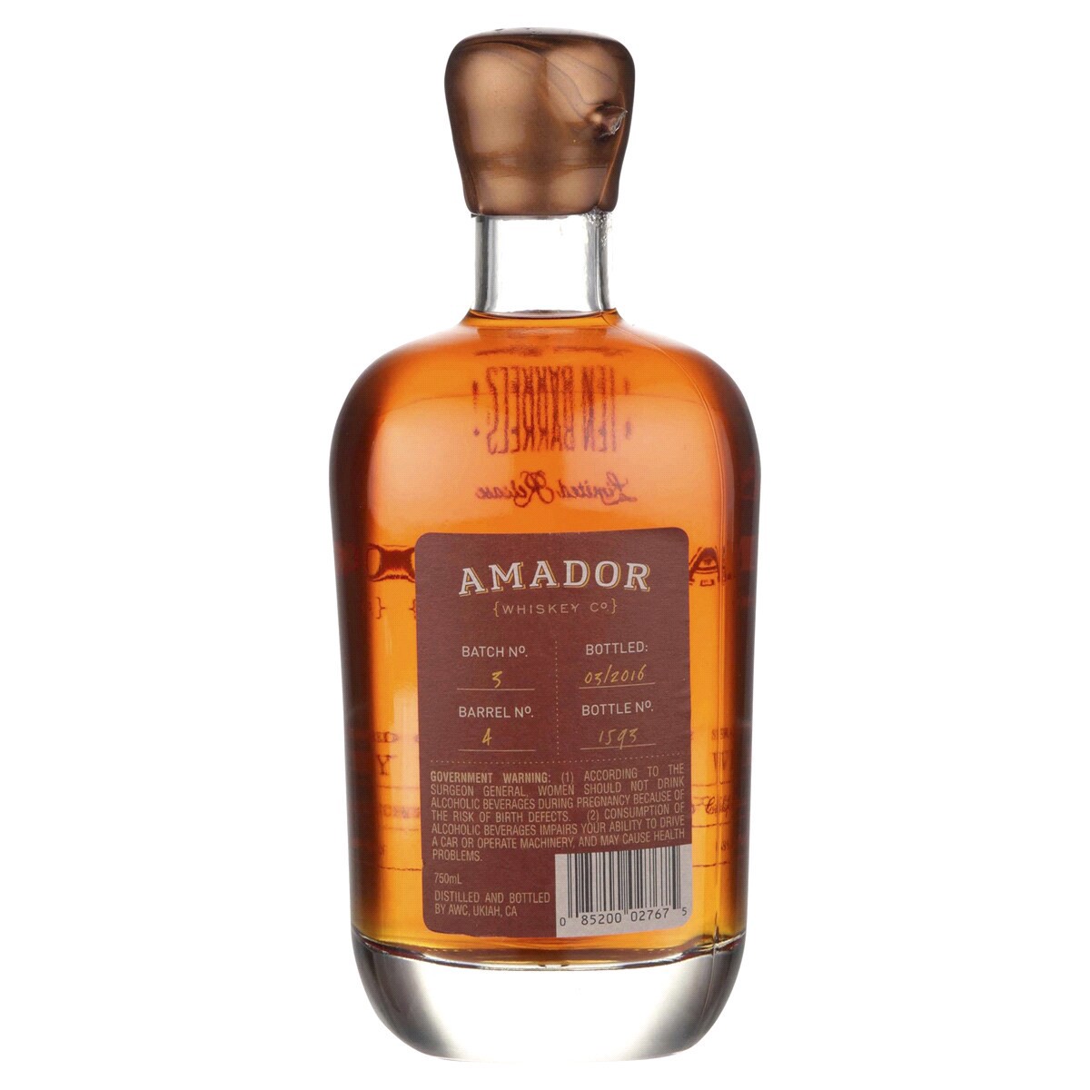 slide 2 of 2, Amador Whiskey Co. Amador Ten Barrels Whiskey, 750 ml