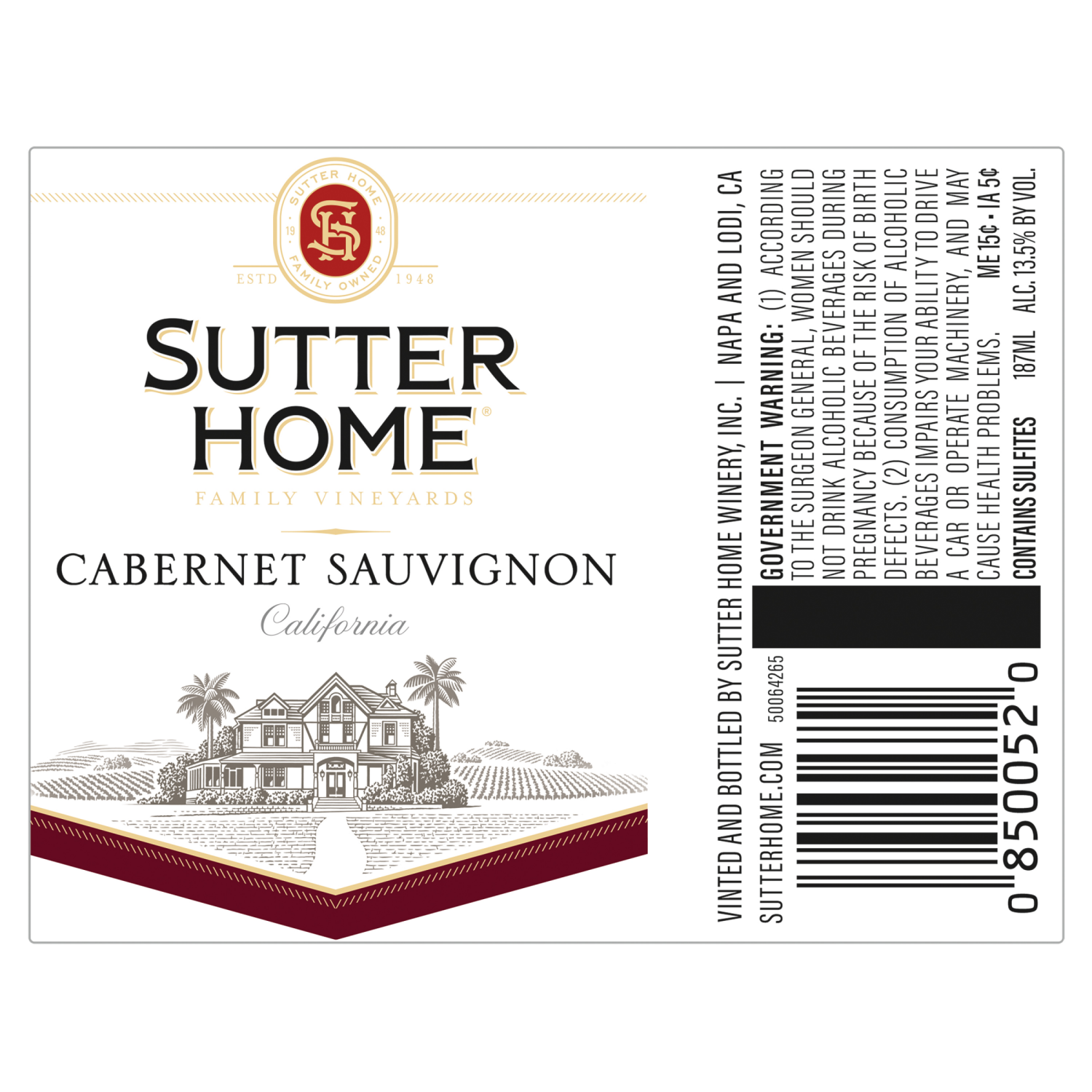 slide 5 of 7, Sutter Home Cabernet Sauvignon 4 - 187 ml Bottles, 4 ct; 187 ml