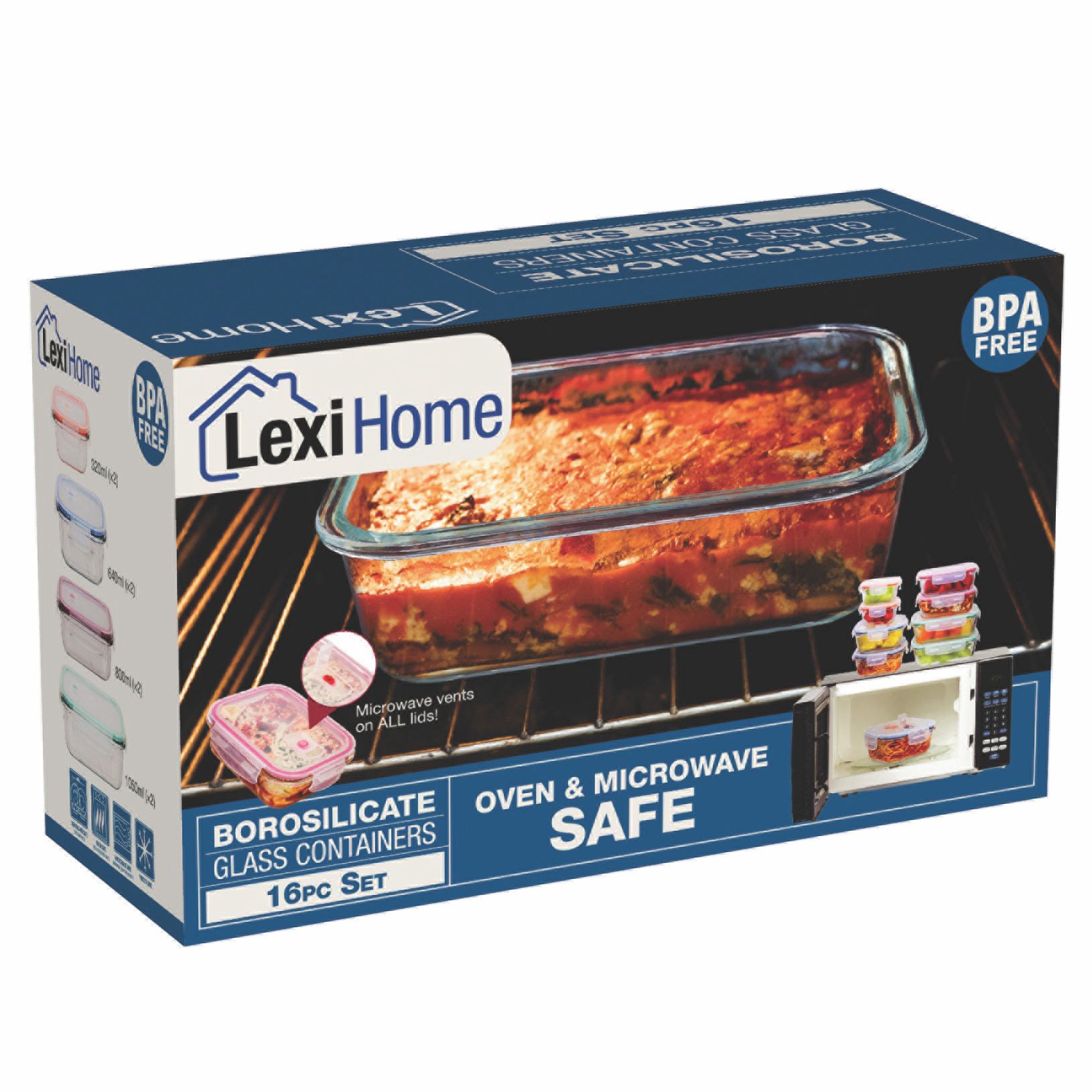 slide 1 of 1, Lexi Home Glass Storage Set, 16 ct