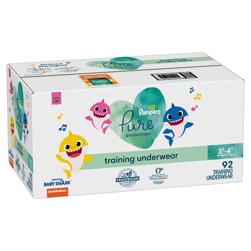 slide 9 of 11, Pampers Pure Protection Training Underwear - Baby Shark - Size 3T-4T - 92ct, 92 ct