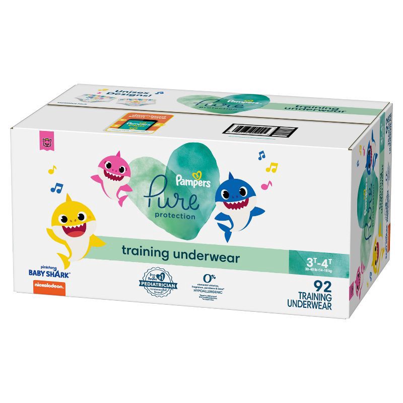 slide 7 of 11, Pampers Pure Protection Training Underwear - Baby Shark - Size 3T-4T - 92ct, 92 ct