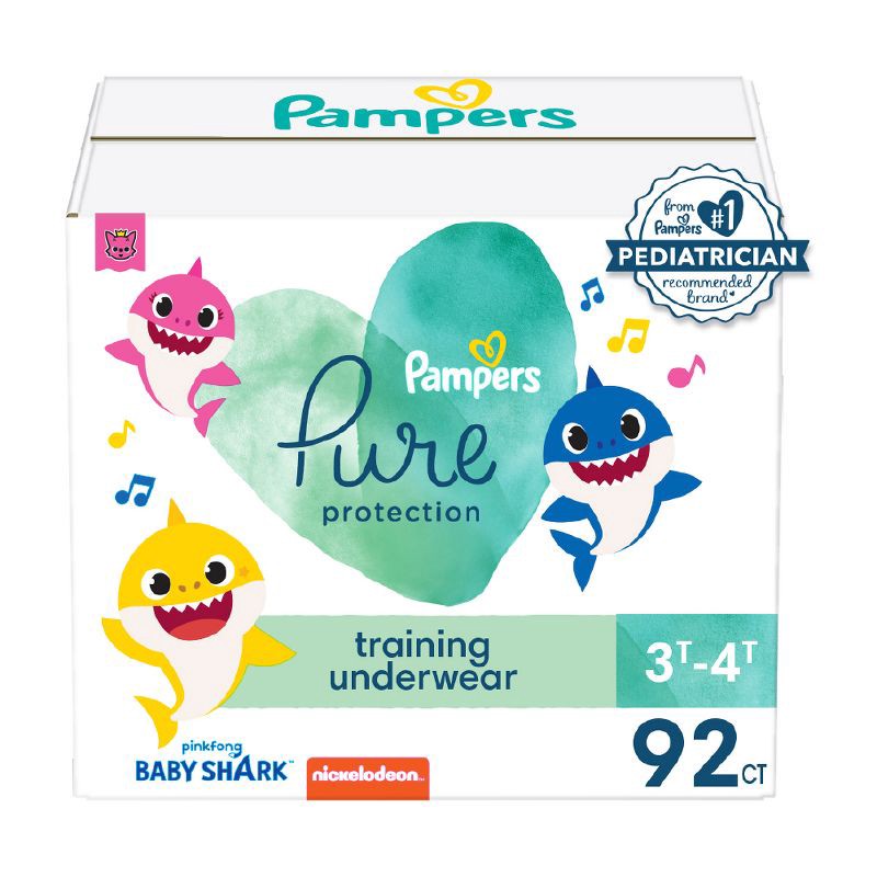 slide 1 of 11, Pampers Pure Protection Training Underwear - Baby Shark - Size 3T-4T - 92ct, 92 ct