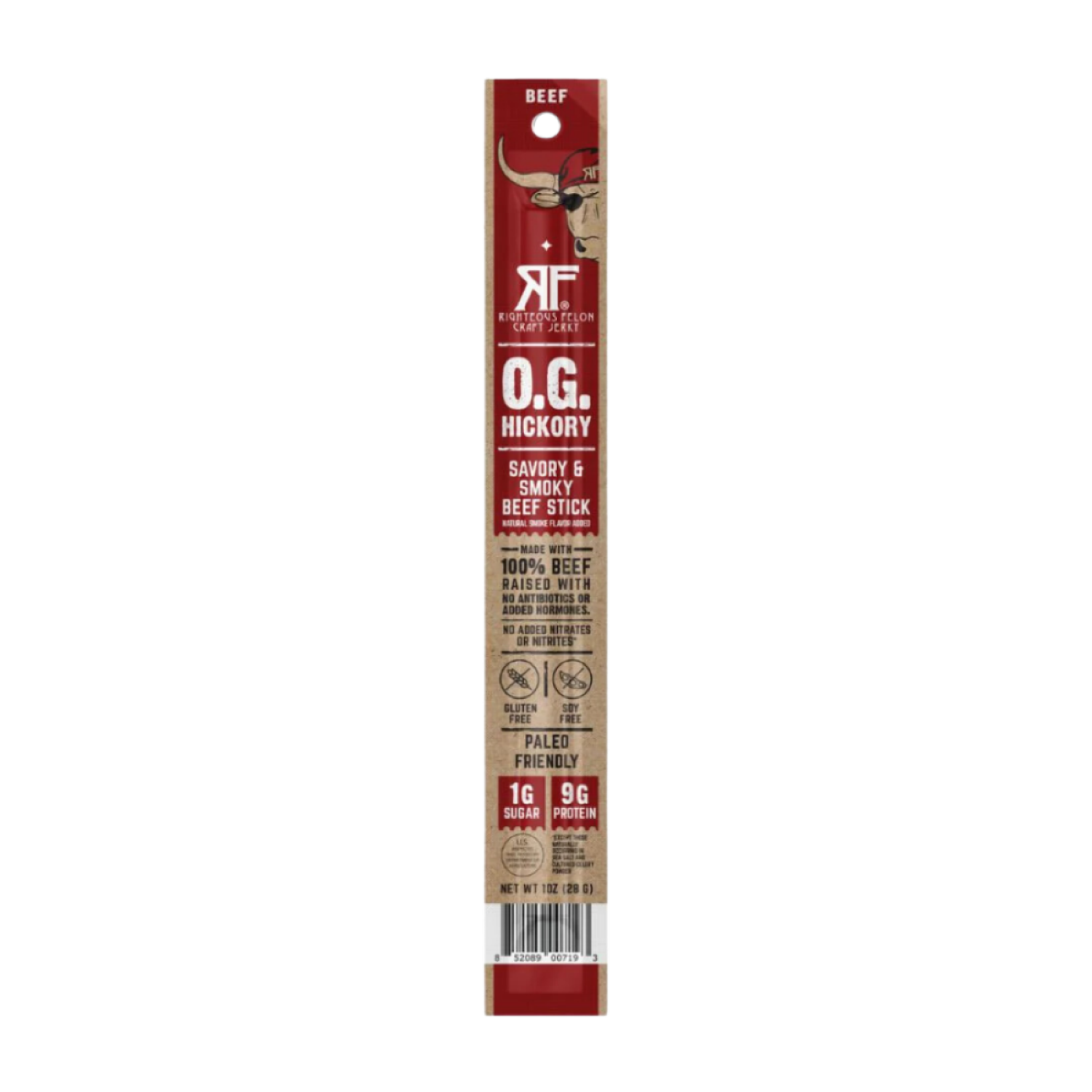 slide 1 of 3, Righteous Felon Savory & Smoky O.G Hickory Beef Stick 1 oz, 1 oz