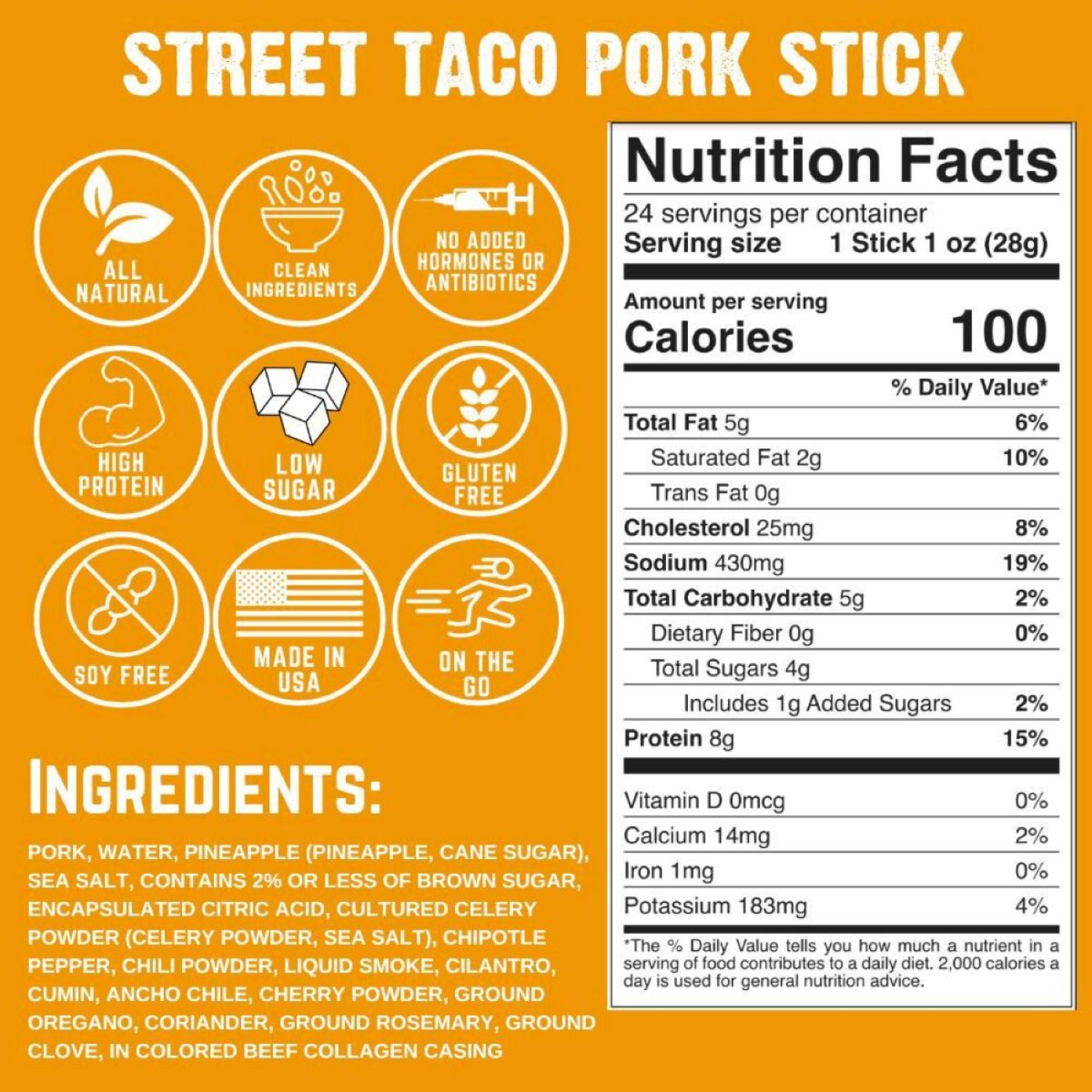 slide 3 of 3, Righteous Felon Al Pastor & Pineapple Street Taco Inspired Pork Stick 1 oz, 1 oz