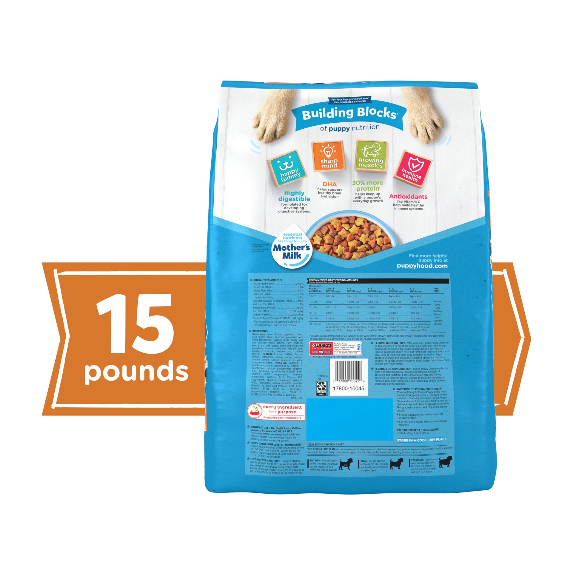 slide 8 of 8, Puppy Chow Purina Puppy Chow High Protein Dry Puppy Food, Complete With Real Chicken - 15 lb. Bag, 15 lb
