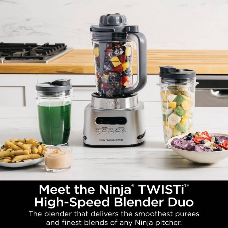 slide 2 of 12, Ninja TWISTi HIGH-SPEED Blender DUO - SS151: 1600W Smoothie & Ice Crusher, 7 Speeds, Dishwasher-Safe, Silver, 1 ct