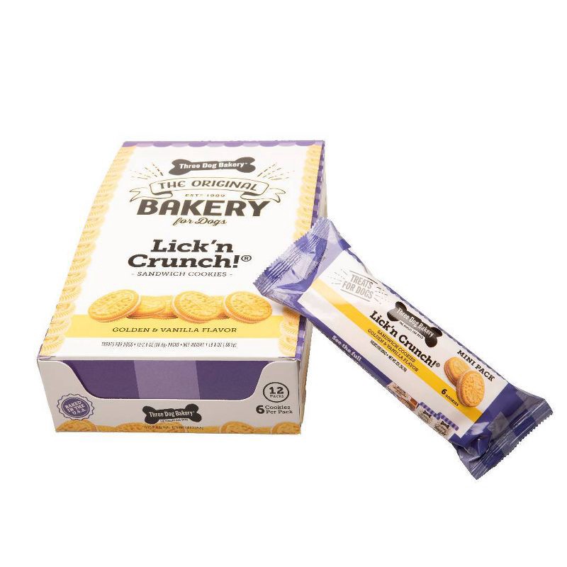 slide 3 of 3, Three Dog Bakery Lick & Crunch Vanilla Dog Treats - 2oz, 2 oz