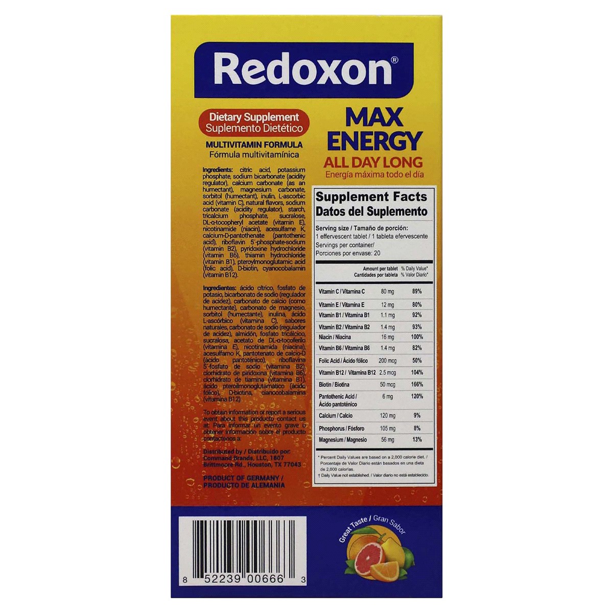 slide 9 of 9, Redoxon Max Energy Multivitamin, 20 ct