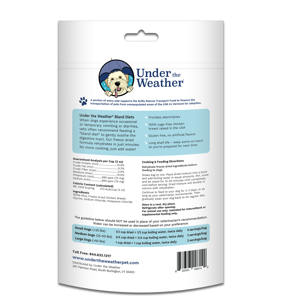 slide 2 of 2, Under the Weather Freeze Dried Bland Diet All Life Stage Dry Dog Food - Rice & Chicken, 6 oz