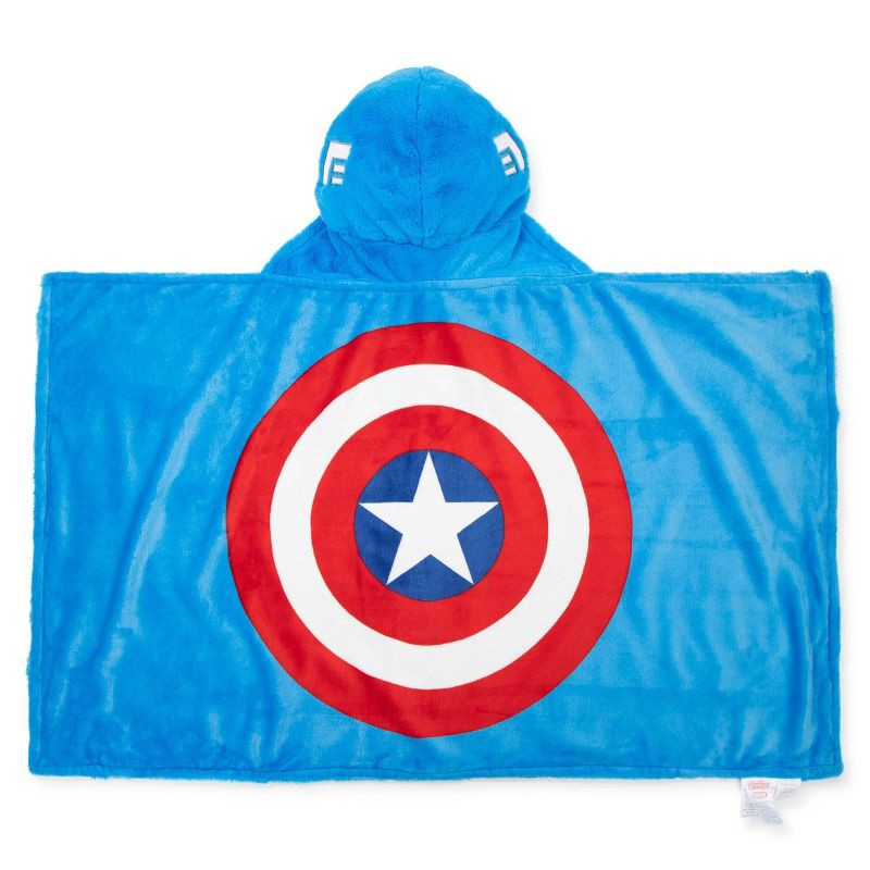 slide 4 of 5, Marvel Captain America Kids' Hooded Blanket Red/Blue, 1 ct